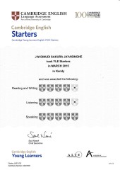 YLE  Starters EXAM Results (Unex English College)  (14)