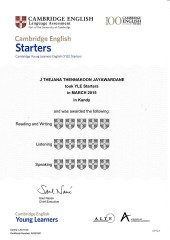 YLE  Starters EXAM Results (Unex English College)  (18)