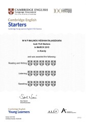 YLE  Starters EXAM Results (Unex English College)  (8)